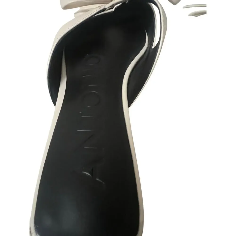 ANTONIA MELANI NOLA POINTIE TO BOW TIe MULE LEATHER‎ SANDALS - Picture 3 of 6